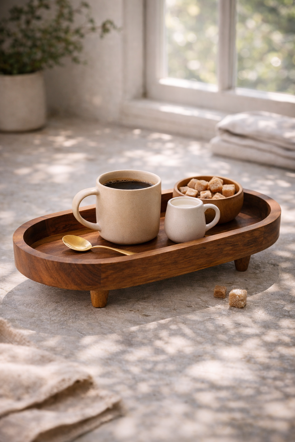 Elevated Wooden Serving Tray – Natural Wood