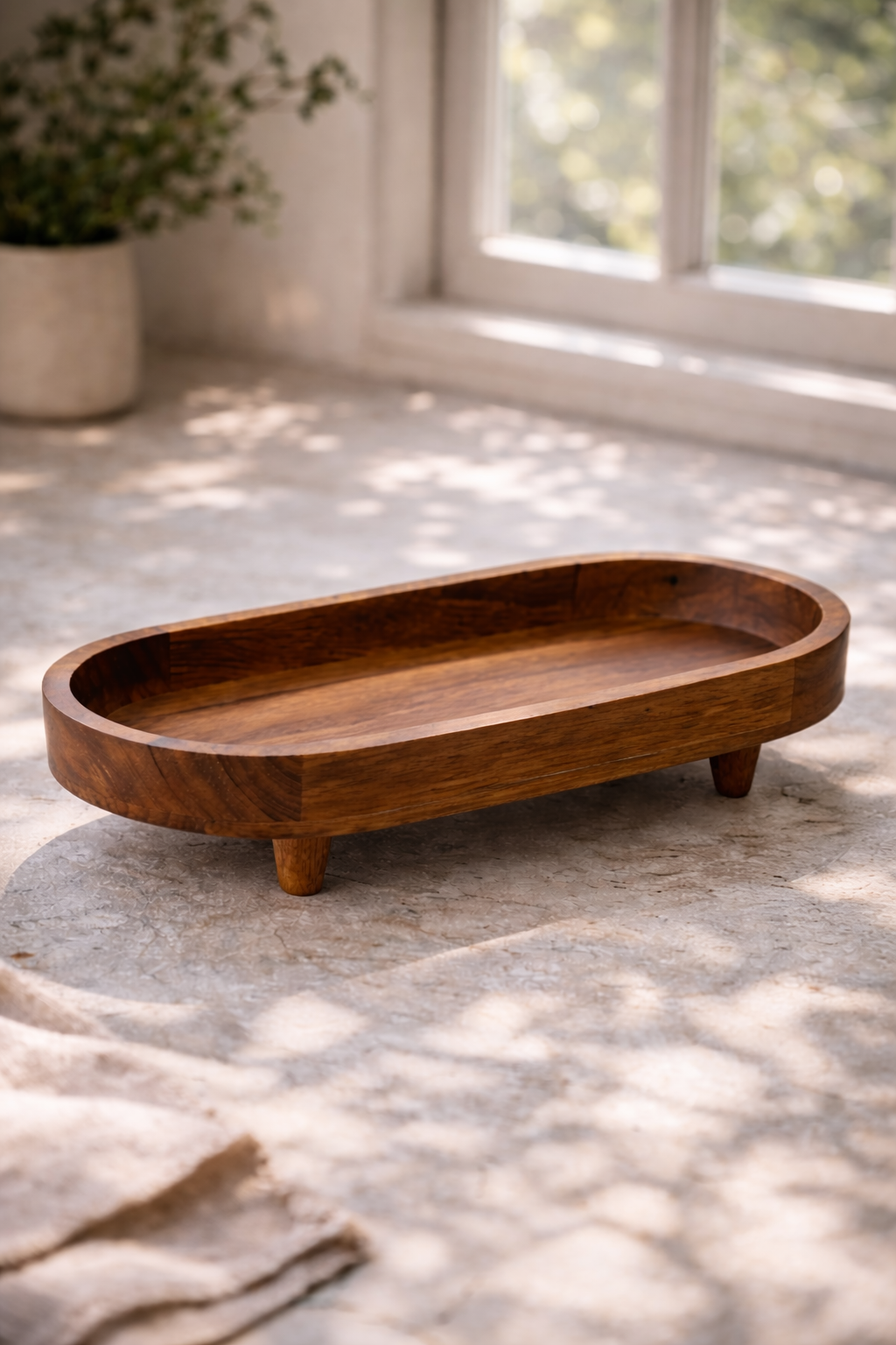 Elevated Wooden Serving Tray – Natural Wood