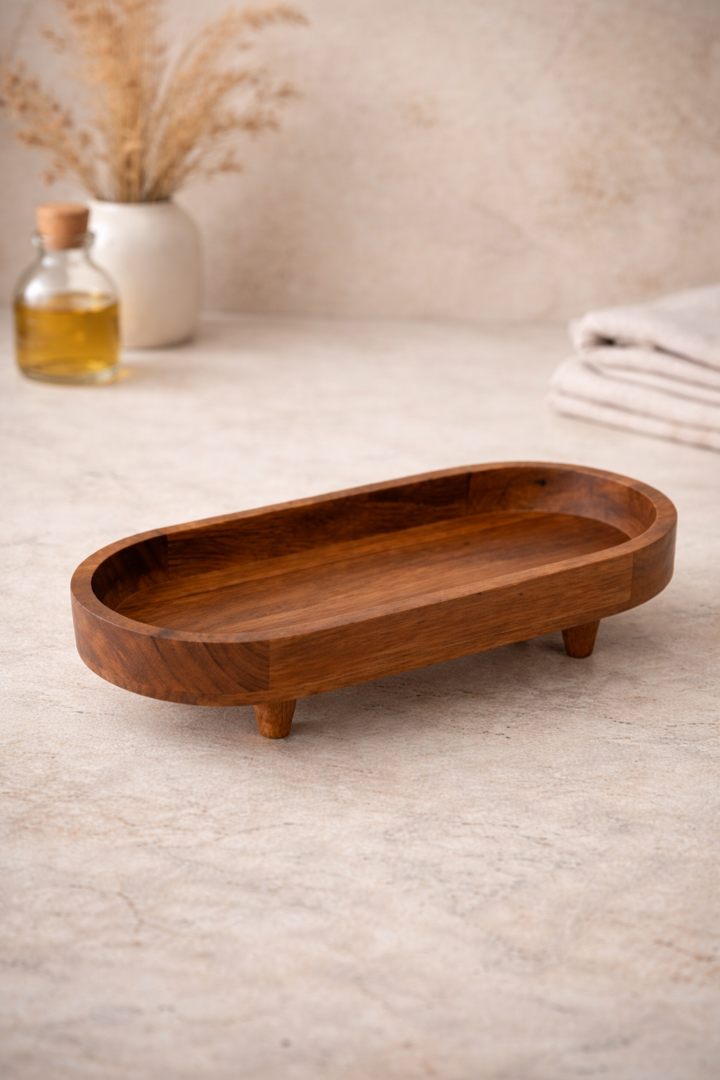 Elevated Wooden Serving Tray – Natural Wood